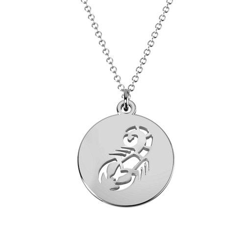 Scorpio Zodiac Sign Cutout Disc Necklace – Sterling Silver