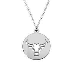 Taurus Zodiac Sign Cutout Disc Necklace – Sterling Silver