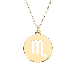 Scorpio Zodiac Symbol Cutout Disc Necklace in 18K Gold Plated Silver