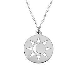 Sun And Moon Cutout Disc Necklace – Sterling Silver