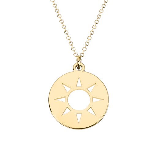 Sun Cutout Disc Necklace – 10K Yellow Gold