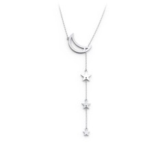 Lariat with Moon and Star Charms – Sterling Silver
