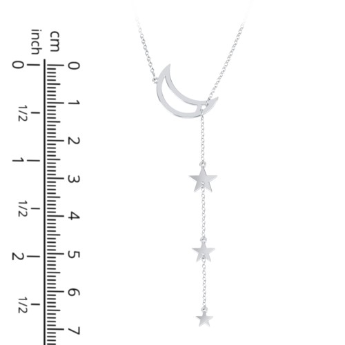 Lariat with Moon and Star Charms – Sterling Silver