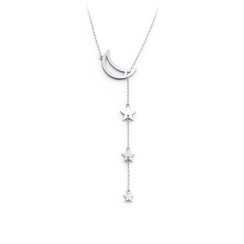 Lariat with Moon and Star Charms – Sterling Silver