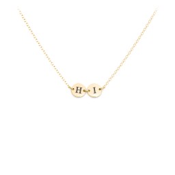 Engravable Initial 2 Disc Pendant in 18K Gold Plated Silver