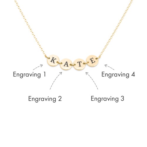 Engravable Initial 4 Disc Pendant – 18K Gold Plated Silver