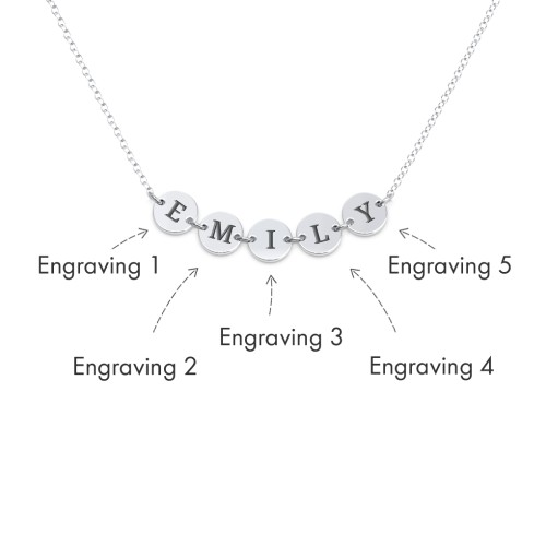 Engravable Initial 5 Disc Pendant – Sterling Silver