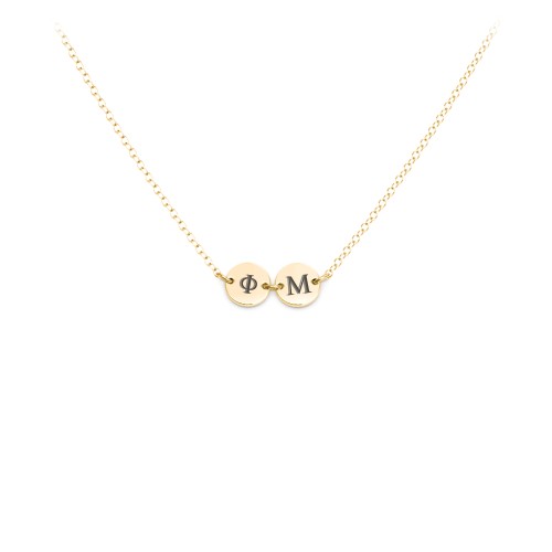 Engravable Initial 2 Disc Sorority Pendant – 10K Yellow Gold