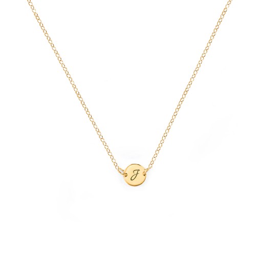 Engravable Initial Disc Pendant – 18K Gold Plated Silver