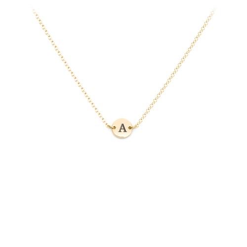 Engravable Initial Disc Pendant – 18K Gold Plated Silver