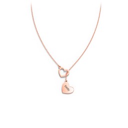 Engravable Double Heart Lariat in 10K Solid Rose Gold