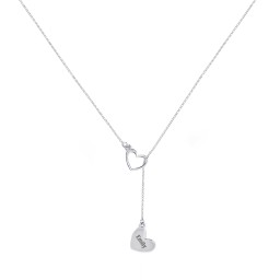 Engravable Double Heart Lariat in 925 Sterling Silver