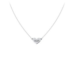 Engravable Heart Charm Sorority Necklace in 925 Sterling Silver