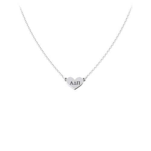 Engravable Heart Charm Sorority Necklace – Sterling Silver