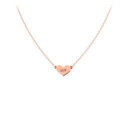Engravable Heart Charm Necklace in 10K Solid Rose Gold