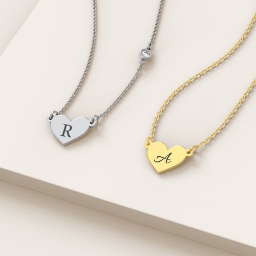 Engravable Heart Charm Necklace – Sterling Silver