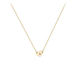 Engravable Initial Heart Necklace in 18K Gold Plated Silver