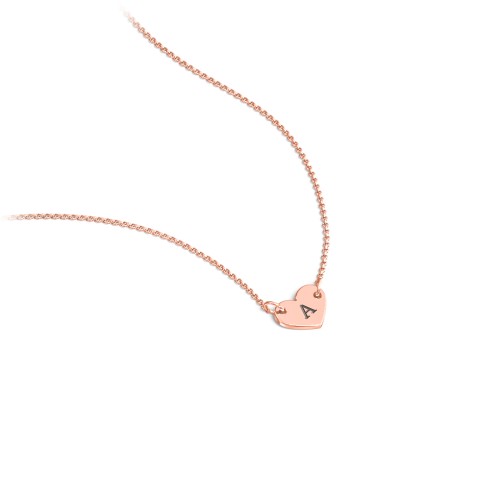 Engravable Initial Heart Necklace – 10K Rose Gold