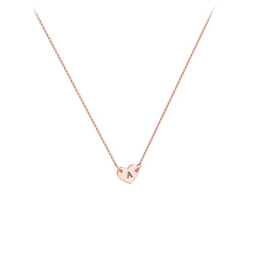 Engravable Initial Heart Necklace – 10K Rose Gold