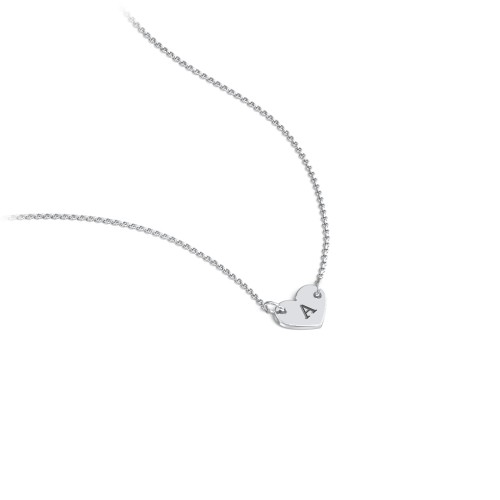 Engravable Initial Heart Necklace – Sterling Silver