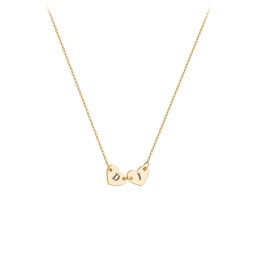 Engravable Initial 2 Heart Necklace in 18K Gold Plated Silver