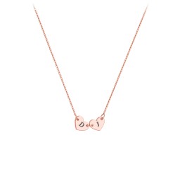 Engravable Initial 2 Heart Necklace in 10K Solid Rose Gold