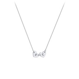 Engravable Initial 2 Heart Necklace in 925 Sterling Silver