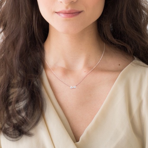 Engravable Initial 2 Heart Necklace – Sterling Silver