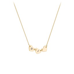 Engravable Initial 3 Heart Necklace in 18K Gold Plated Silver
