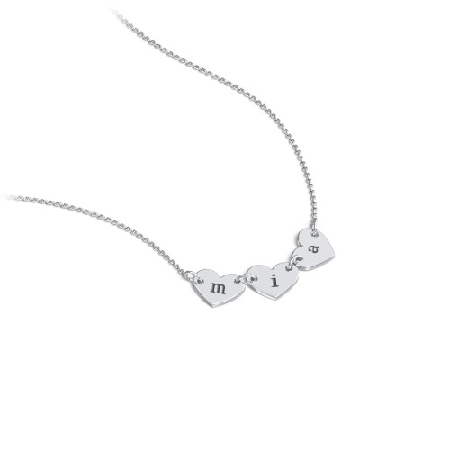 Engravable Initial 3 Heart Necklace – Sterling Silver