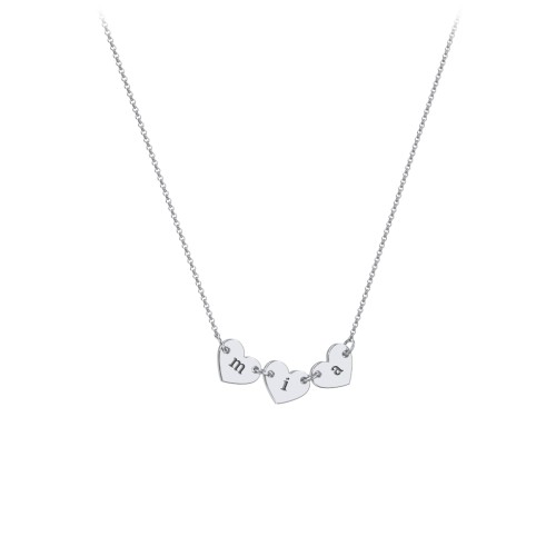 Engravable Initial 3 Heart Necklace – Sterling Silver