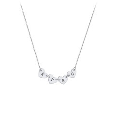 Engravable Initial 4 Heart Necklace – Sterling Silver