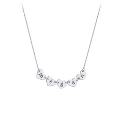 Engravable Initial 5 Heart Necklace – Sterling Silver