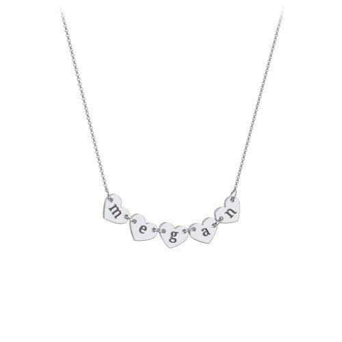 Engravable Initial 5 Heart Necklace – Sterling Silver