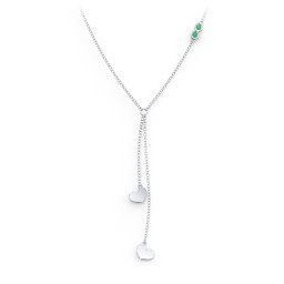 Lariat with Heart Charms and Gemstones