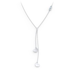 Lariat with Heart Charms and Gemstones in 925 Sterling Silver with Blue Topaz