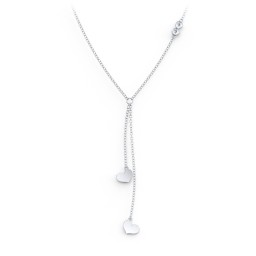 Lariat with Heart Charms and Gemstones in 925 Sterling Silver with Aquamarine