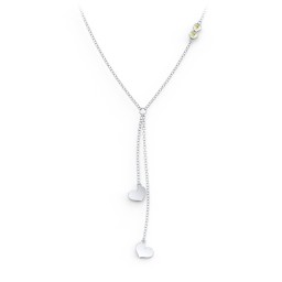 Lariat with Heart Charms and Gemstones in 925 Sterling Silver with Citrine