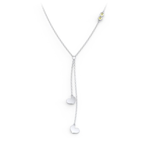 Lariat with Heart Charms and Gemstones – Sterling Silver with Citrine