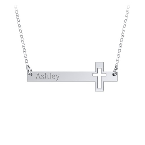 Engravable Cross Bar Pendant with Cross Cutout – Sterling Silver