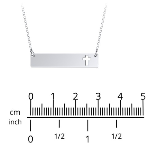 Engravable Bar Pendant with Cross Cutout – Sterling Silver