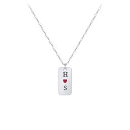 Initial Tag Necklace with Cold Enamel Heart