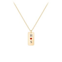 Initial Tag Necklace with Cold Enamel Heart