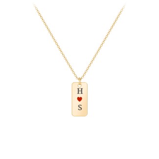 Initial Tag Necklace with Cold Enamel Heart
