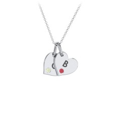 Engravable 2 Sideways Hearts Necklace with Birthstone