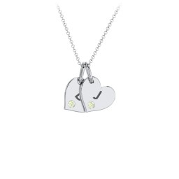 Engravable 2 Sideways Hearts Necklace with Birthstone