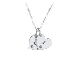 Engravable 2 Sideways Hearts Necklace with Birthstone