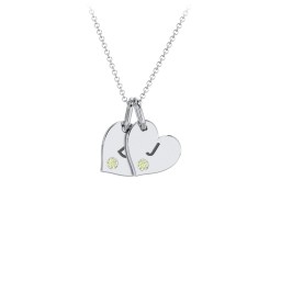 Engravable 2 Sideways Hearts Necklace with Birthstone