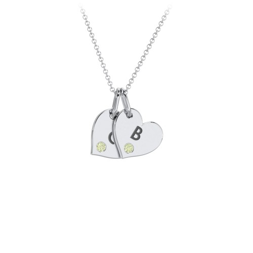 Engravable 2 Sideways Hearts Necklace with Birthstone