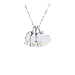 Engravable 3 Sideways Hearts Necklace with Birthstone
